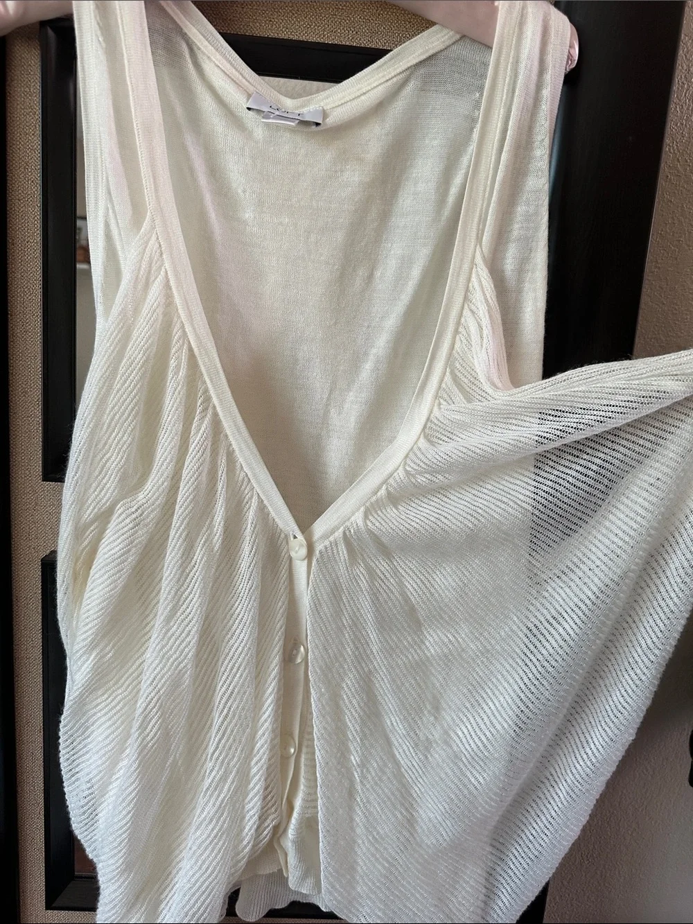 LOFT Cream Lightweight Knit Crewneck Top